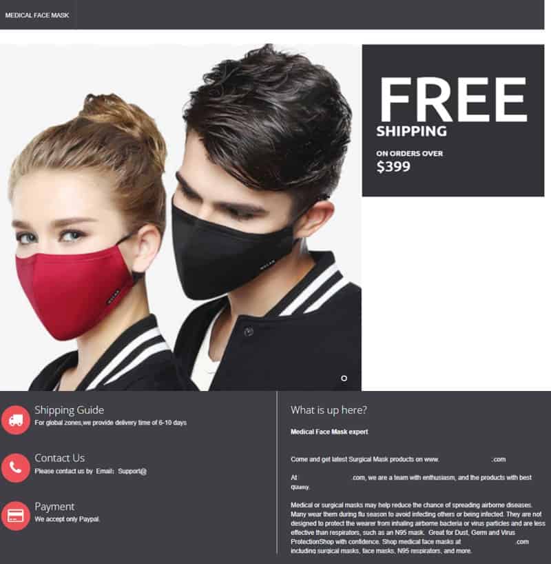 website selling discounted masks