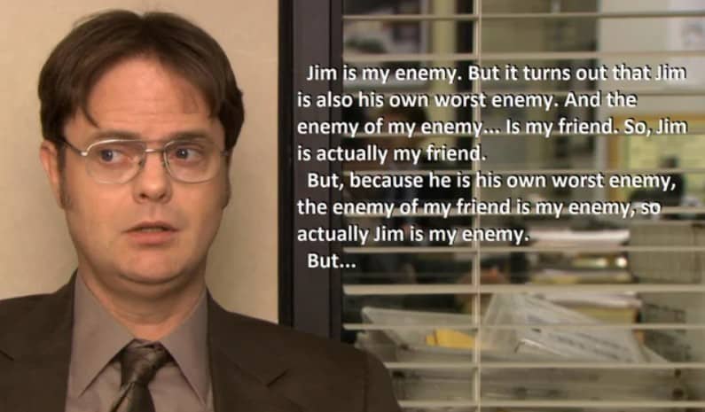 Dwight Schrute tackling the harder strategic questions