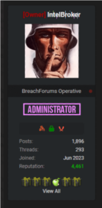 IntelBroker’s BreachForums profile